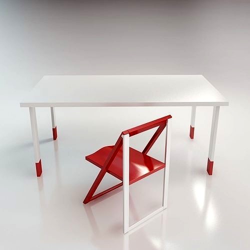 Table and folding chair
