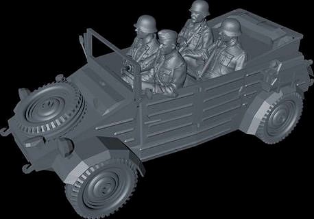 German Wehrmacht Kuebelwagen VW Typ 82 with Soldiers | 3D 