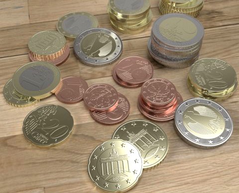 German Euro coins 3D Model