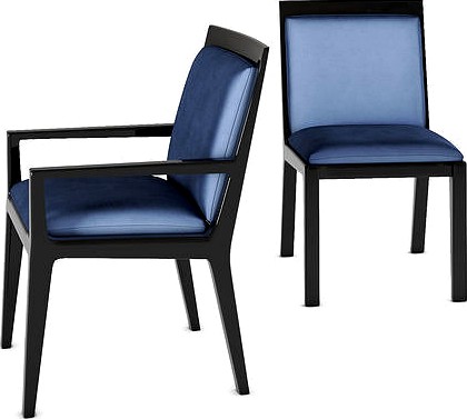Stiletto dinning chair and armchair by Holly Hunt