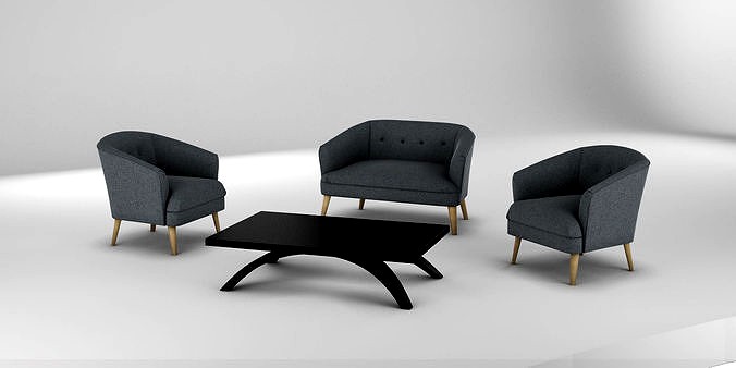 Realistic Sofa Models Arm Chair and Two Seater Sofa 3D model