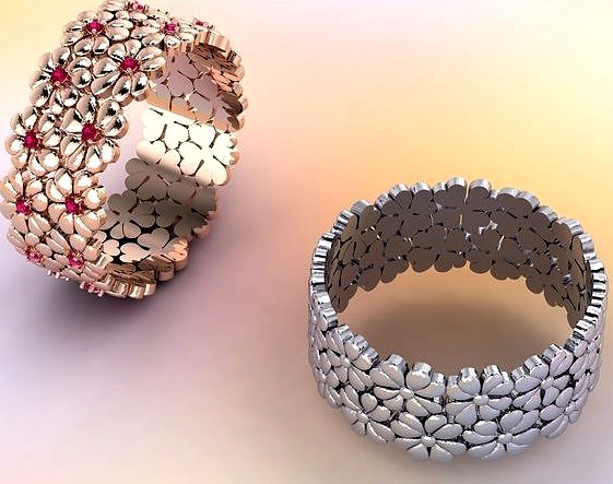 ring with flowers jewelry | 3D