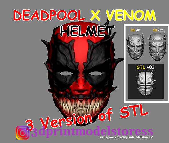 Deadpool Mask - Venom Mask Marvel Cosplay Halloween Helmet  | 3D