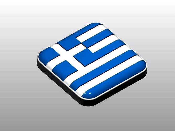 Button shape Greece Flag | 3D