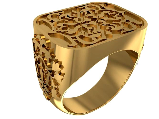 Square style Signet ring | 3D