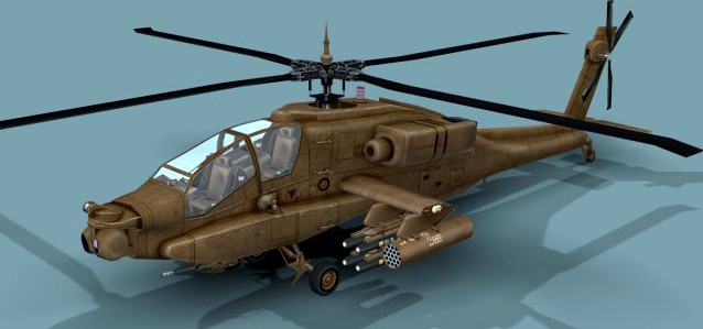 AH64D Apache Longbow Helicopter 3D LowPoly Model 3D Model
