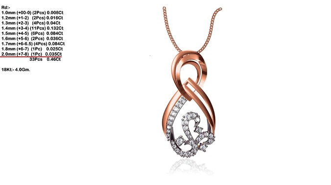 Infinity Loop Rose Gold Pendant With Diamonds | 3D