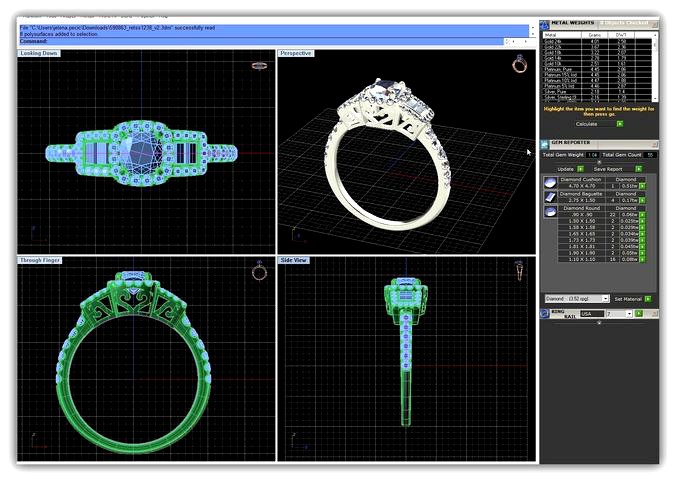 Squircle Shaped Halo Ring With Diamonds | 3D