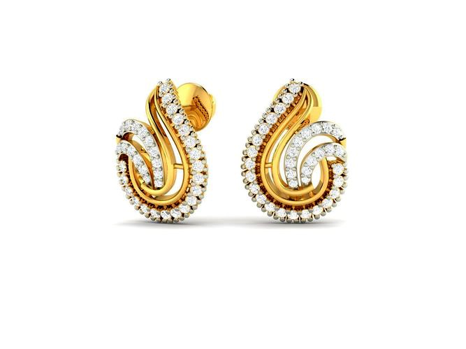 Gold Earrings With Diamonds 103 | 3D