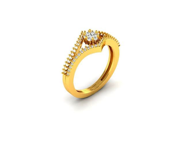 Gold Engagement Ring With Diamonds 157 | 3D