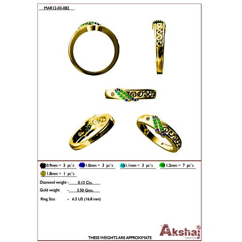 Gold Ring With Multicolor Gemstones 12 | 3D