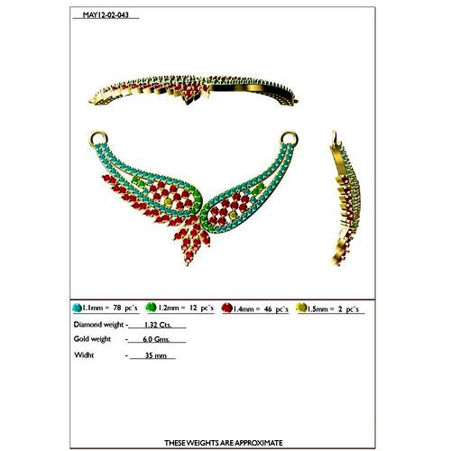 Gold Necklace With Multicolor Gemstones 11 | 3D