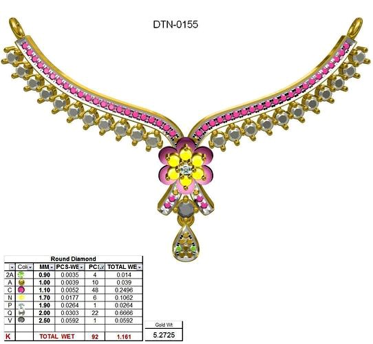 Gold Necklace With Multicolor Gemstones 4 | 3D