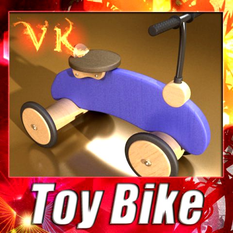 Wooden Riding Toy Bike 3D Model