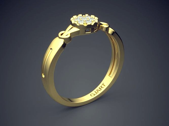 Unique Ring With Diamonds A-116 | 3D