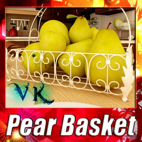 Pears in Metal Basket 3D Model