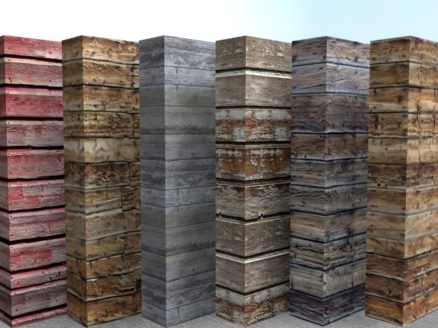 Old Wood 6pack 3D Model
