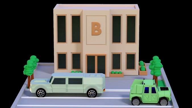 Low Poly Bank building