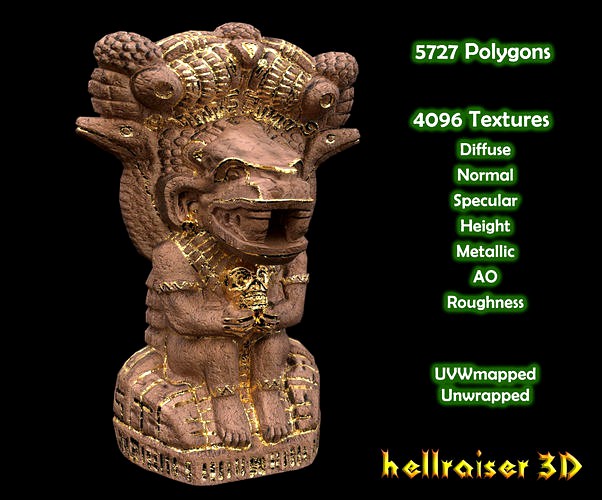 Mayan Statue Golden - PBR - Textured