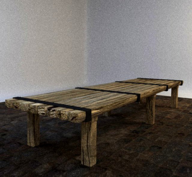 Rough Wooden Table 3D Model
