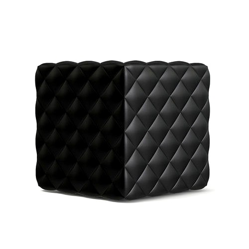 Black Leather Cube Pouf