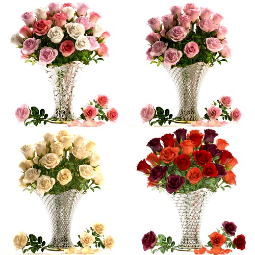 Collection of roses in a vase