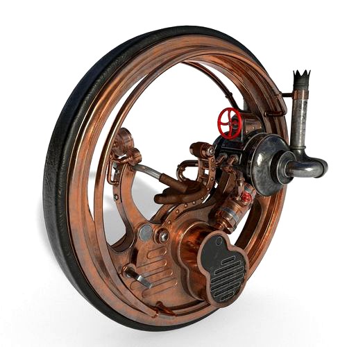 Steampunk monowheel PBR low poly