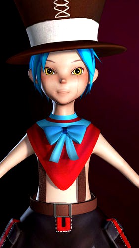 3D Model Girl Circus Cartoon Hat