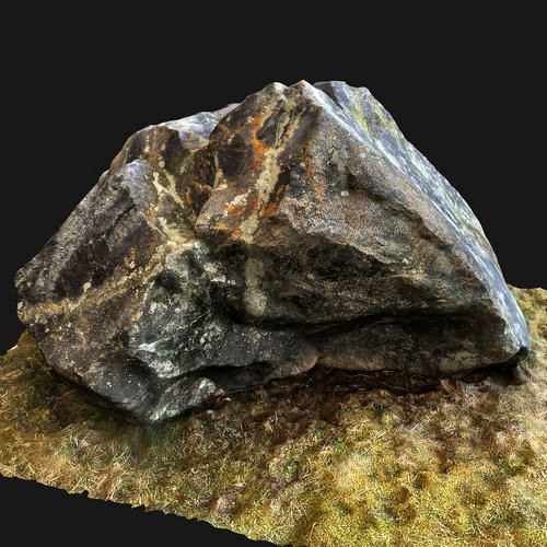 Realistic Scanned Mossy Rock 3d Model