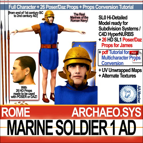 Roman Marine Soldier 1 AD with Poser Daz Props