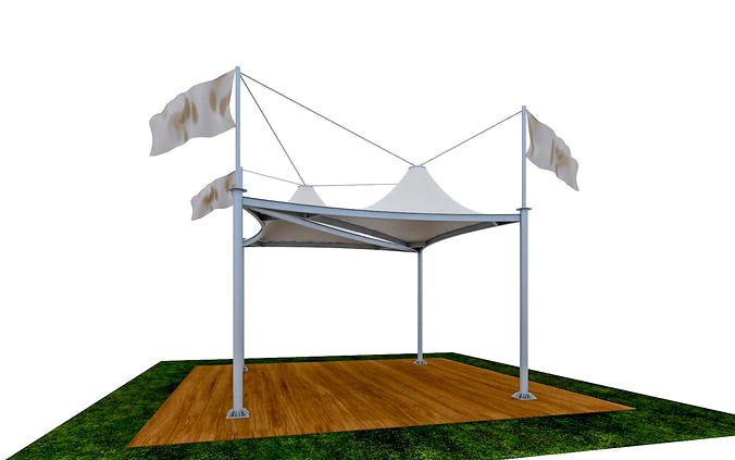 Tensile Membrane  Tent Roof Shade exterior  3D Model