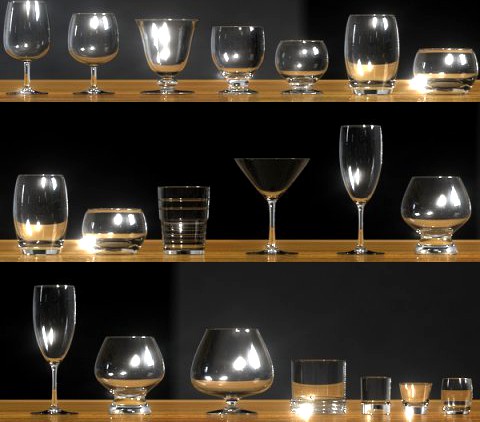 16 Glasses Party  Casual Pack 3D Model