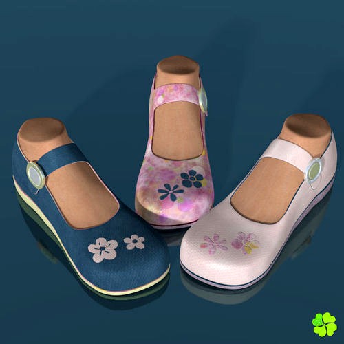 Doll shoes denim printed simplified low poly
