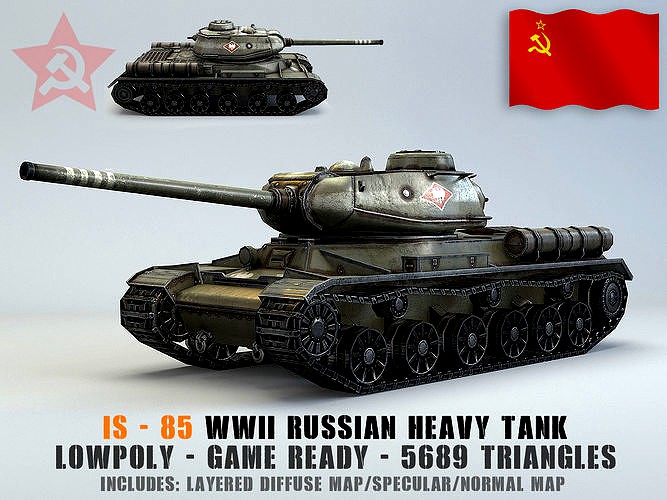 Low Poly IS-1 85 soviet russian heavy tank