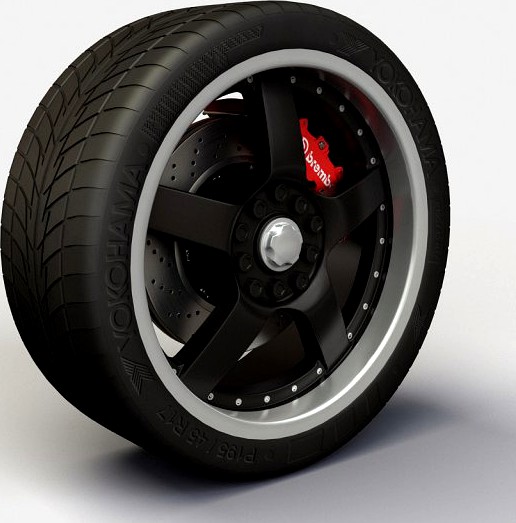 Wheel Akita Racing Ak8 rims and tyre 3D Model