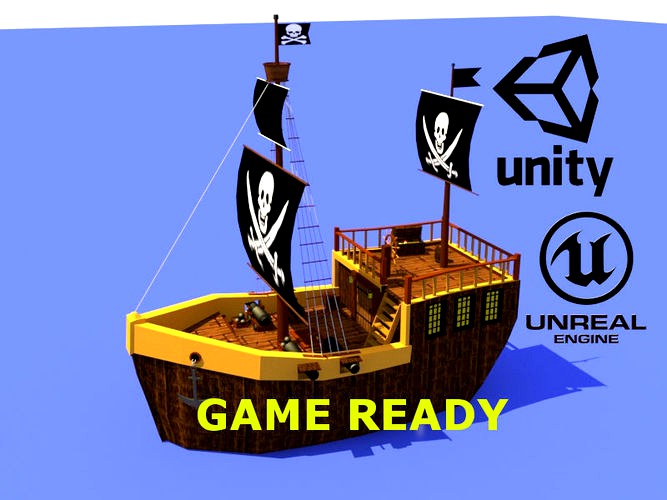 Low poly pirate ship