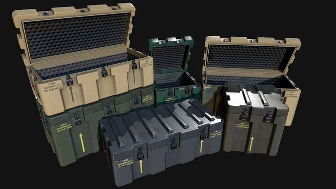 Low Poly PBR Military Crate Collection