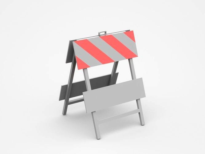 Double Two-Sided Warning Stand Barrier With Red White Strips
