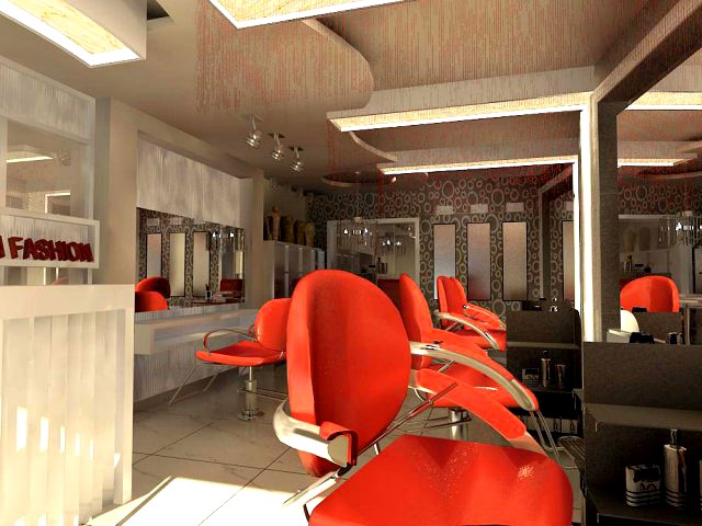 Hairdressing room 001 3D Model