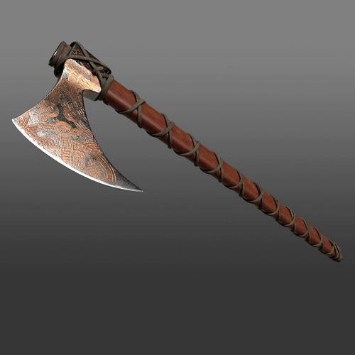 Lowpoly and Midpoly Viking Axe weapon for videogame or cinematic