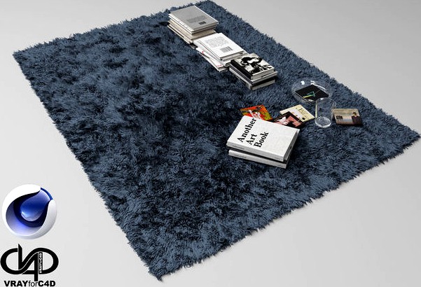 Fur Carpet And Books C4D Vray