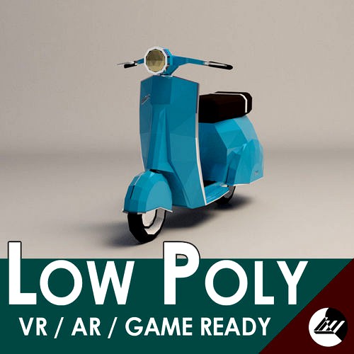 Low-Poly Cartoon Vespa Scooter