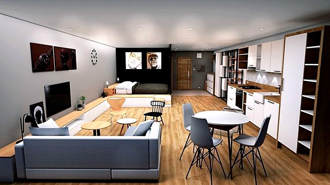 modern apartment on 46 m2