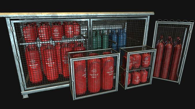 Low Poly PBR Gas Bottle Complete Collection