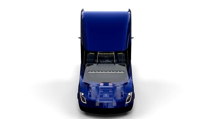 Tesla Truck with Chassis and Interior Blue