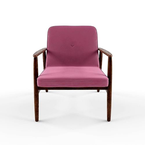 Vintage Armchair Form Mid Century Pink Velvet Upholstery