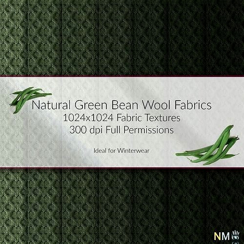 Green Bean Wool Fabric Seamless Textures Se
