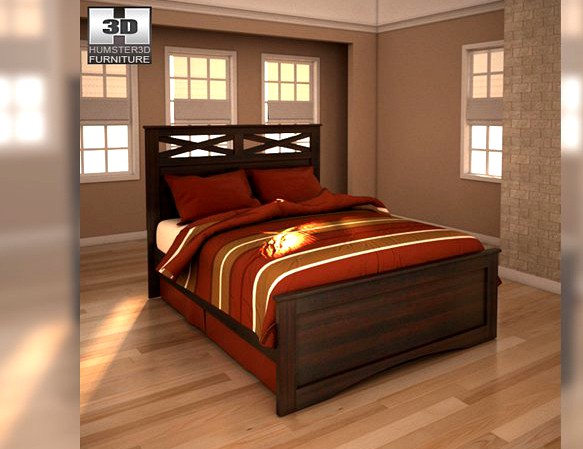 Ashley Xcess Queen Panel Bed 3D Model