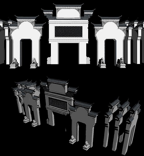 3D MAX Model-Chinese Hui Style Architecture