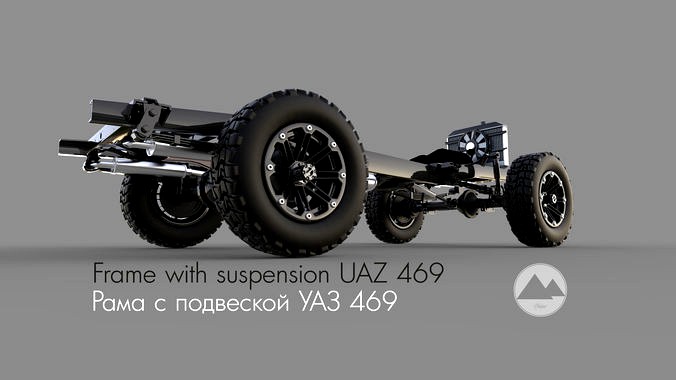 Frame with suspension UAZ 3D model